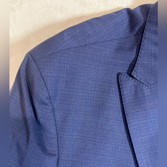 Cole Haan Grand.OS Wool Blend 52R Navy Plaid Sport Coat Men's Blazer - Picture 2 of 9